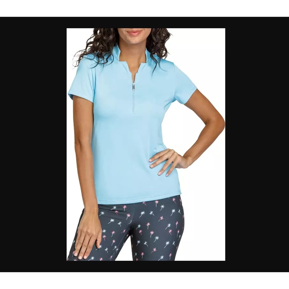 Tail NEW NWT Womens Medium Blue SS 1/4 Zip Novelty Collar Golf Polo Active Sport